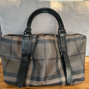 Vintage Authentic Burberry coated canvas 14x10 lightweight tote.